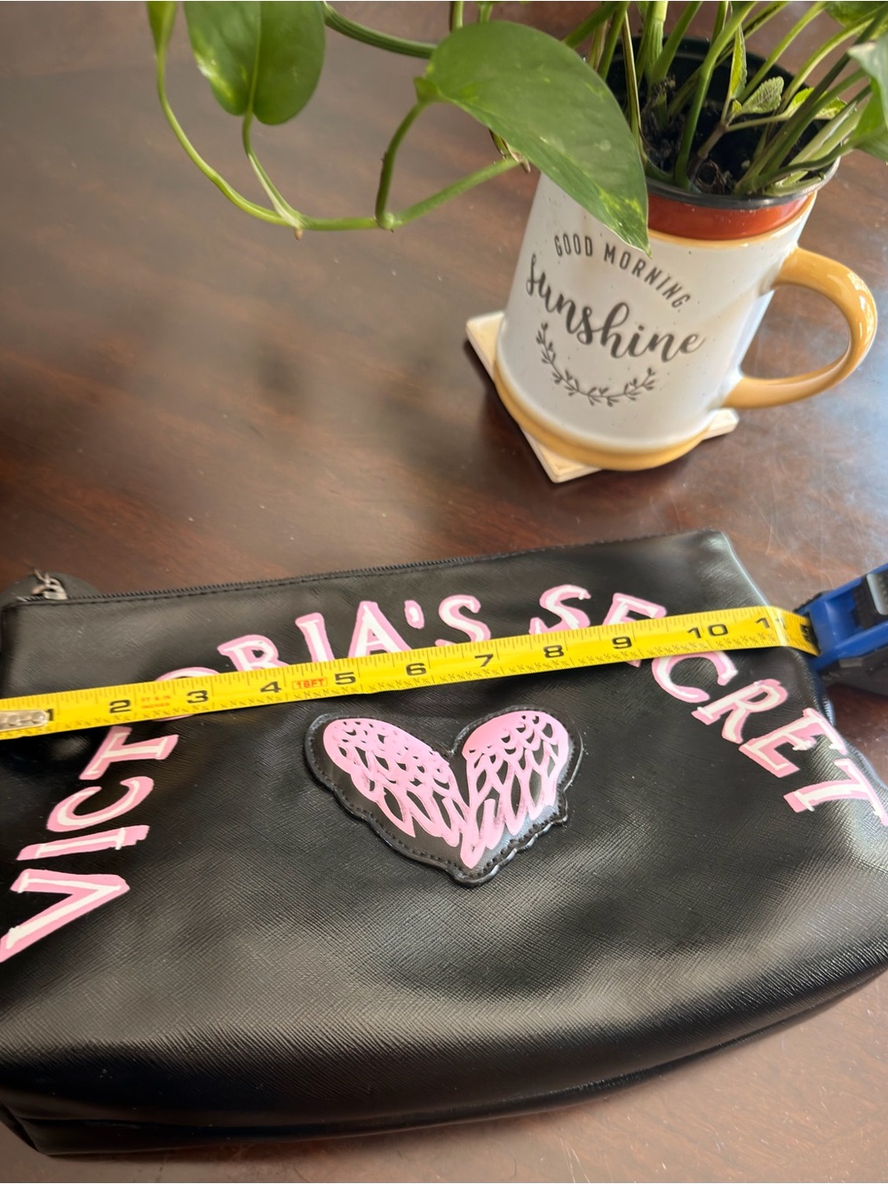 Victoria's Secret Black Cosmetic Pouch with Pink Lettering & Heart - Picture 7 of 7
